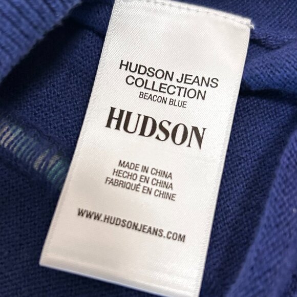 Hudson Sweater Women's Large Blue Distressed Twist Back Cotton-Cashmere Blend LS - Picture 9 of 15
